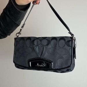 Coach Vintage Y2K Blue Mini Signature Monogram C Canvas Shoulder Mini Bag